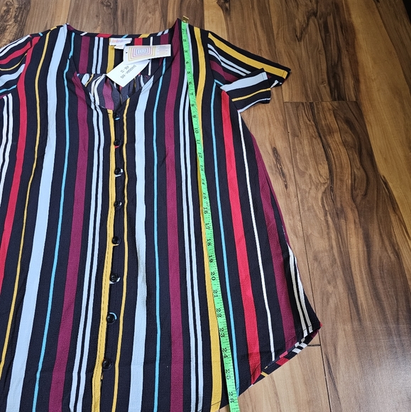 Lularoe Shannah Striped Multicolor Button Down Top - Picture 3 of 5